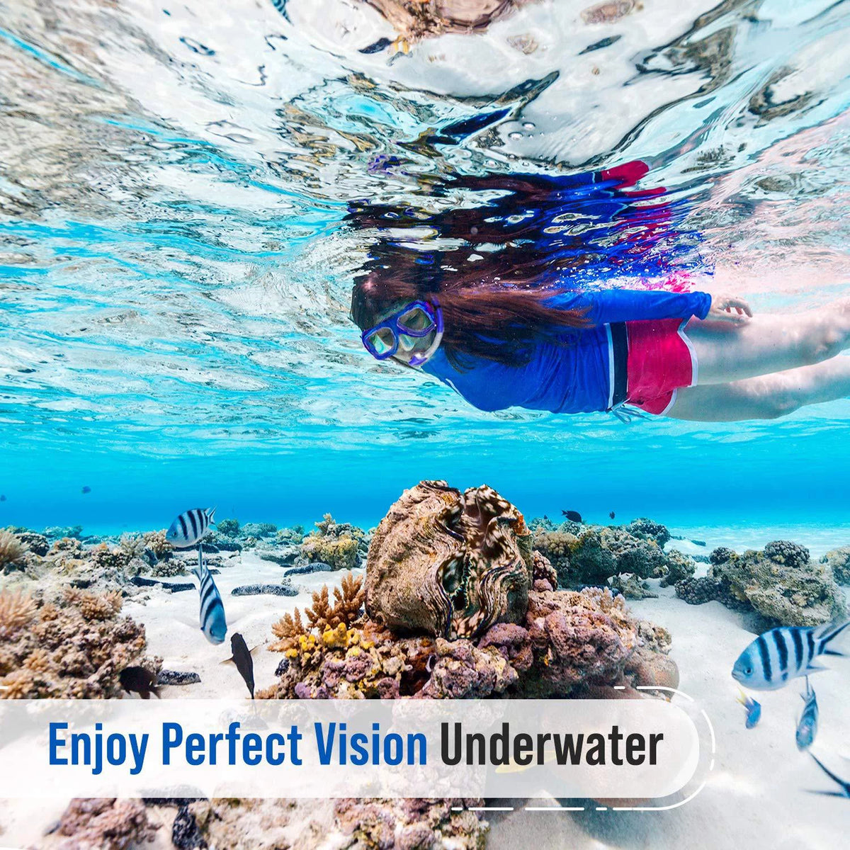 Tempered Glass Anti-Fog Snorkel Mask Set with Gear Bag R14780