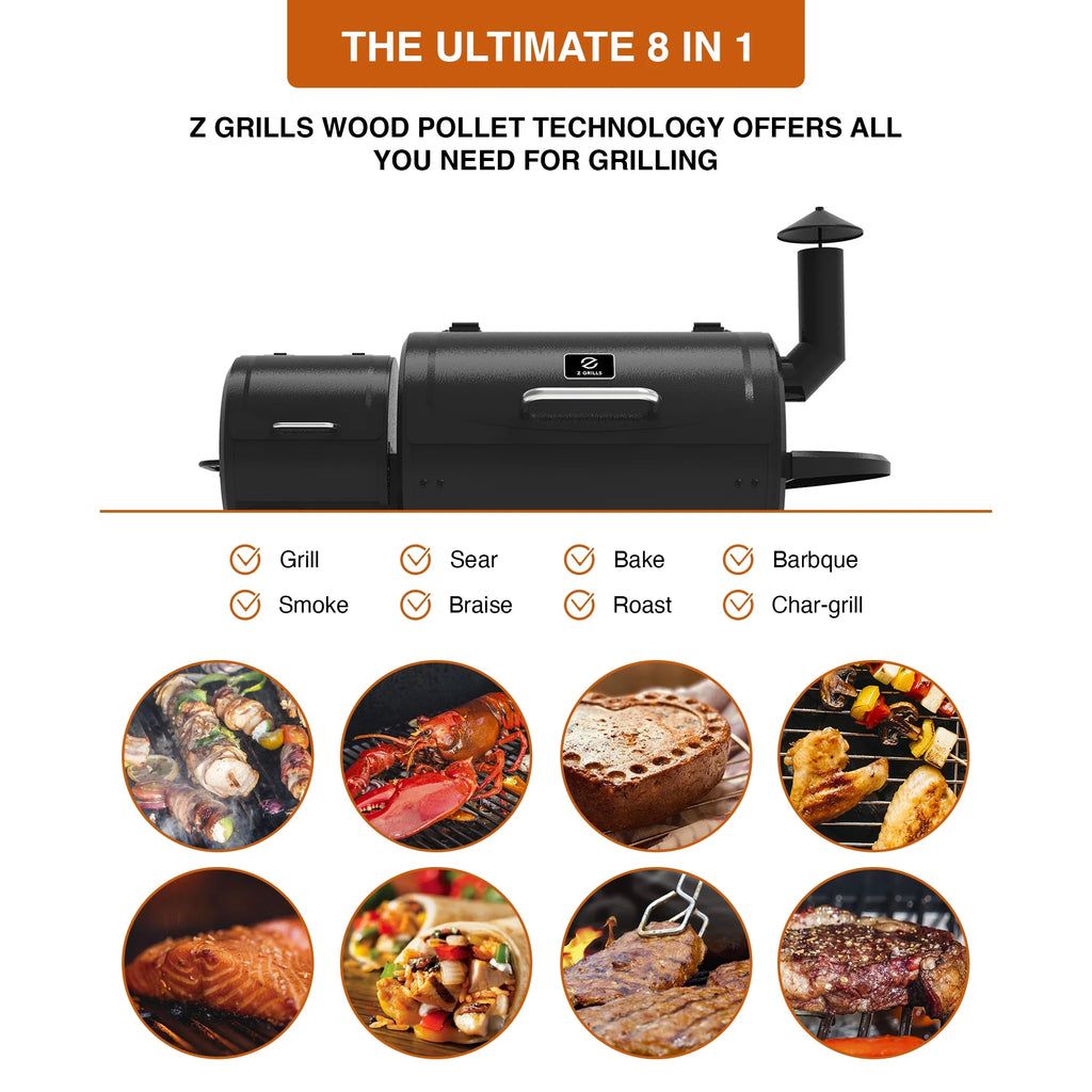 Wood Pellet Grill & Smoker 8-in-1 Black I892816