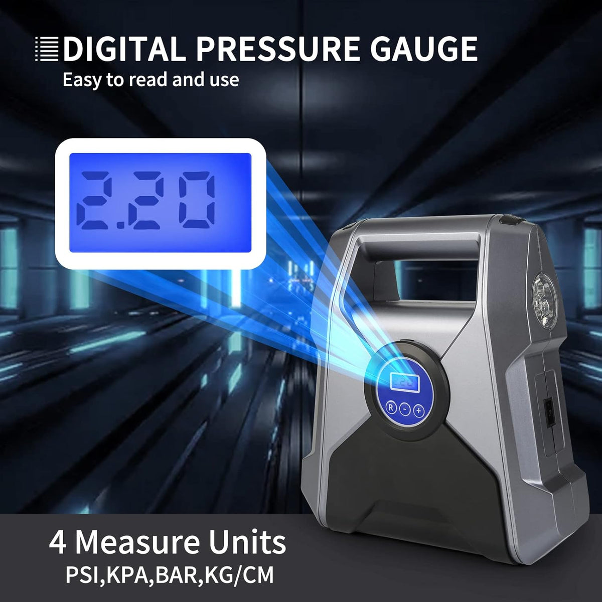 150PSI DC 12V Digital Tire Inflator Air Compressor with LCD Display and LED Light H4291