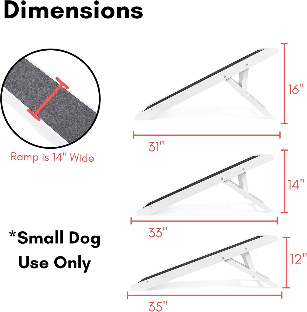 White Wooden Folding Dog Ramp for Small Dogs or Cats, Pack of 2 Q813