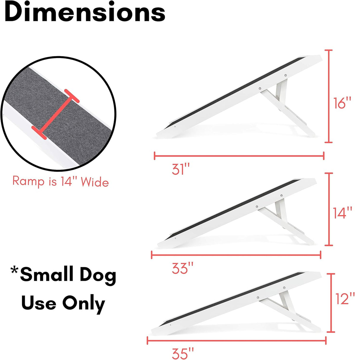 White Wooden Folding Dog Ramp for Small Dogs or Cats, Pack of 2 Q813