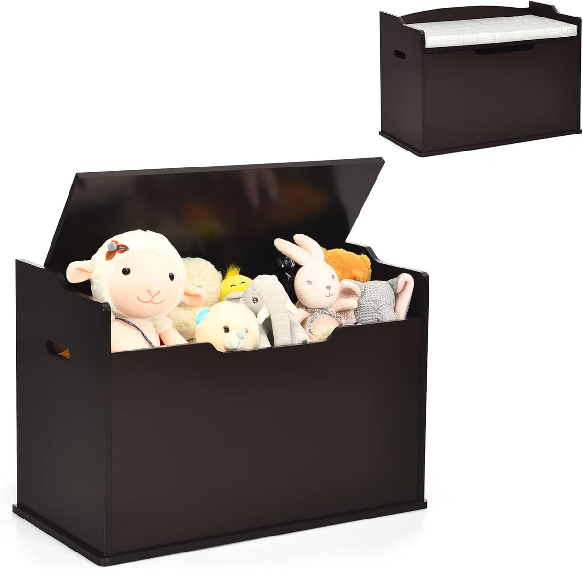 Espresso Wooden Toy Chest with Bench Seat Z658