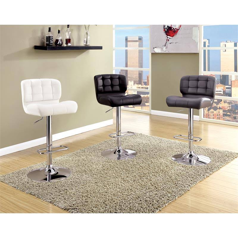 Gray Faux Leather Adjustable Barstool Set of 2 J459