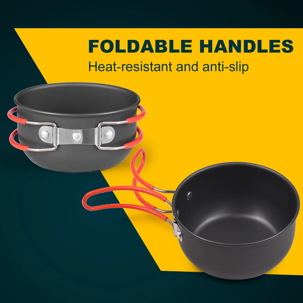 Camping Cookware Mess Kit Non-stick Aluminum Cooking Set K8327