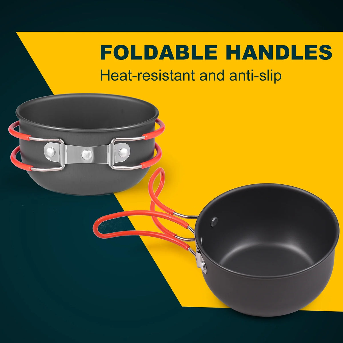 Camping Cookware Mess Kit Non-stick Aluminum Cooking Set K8327
