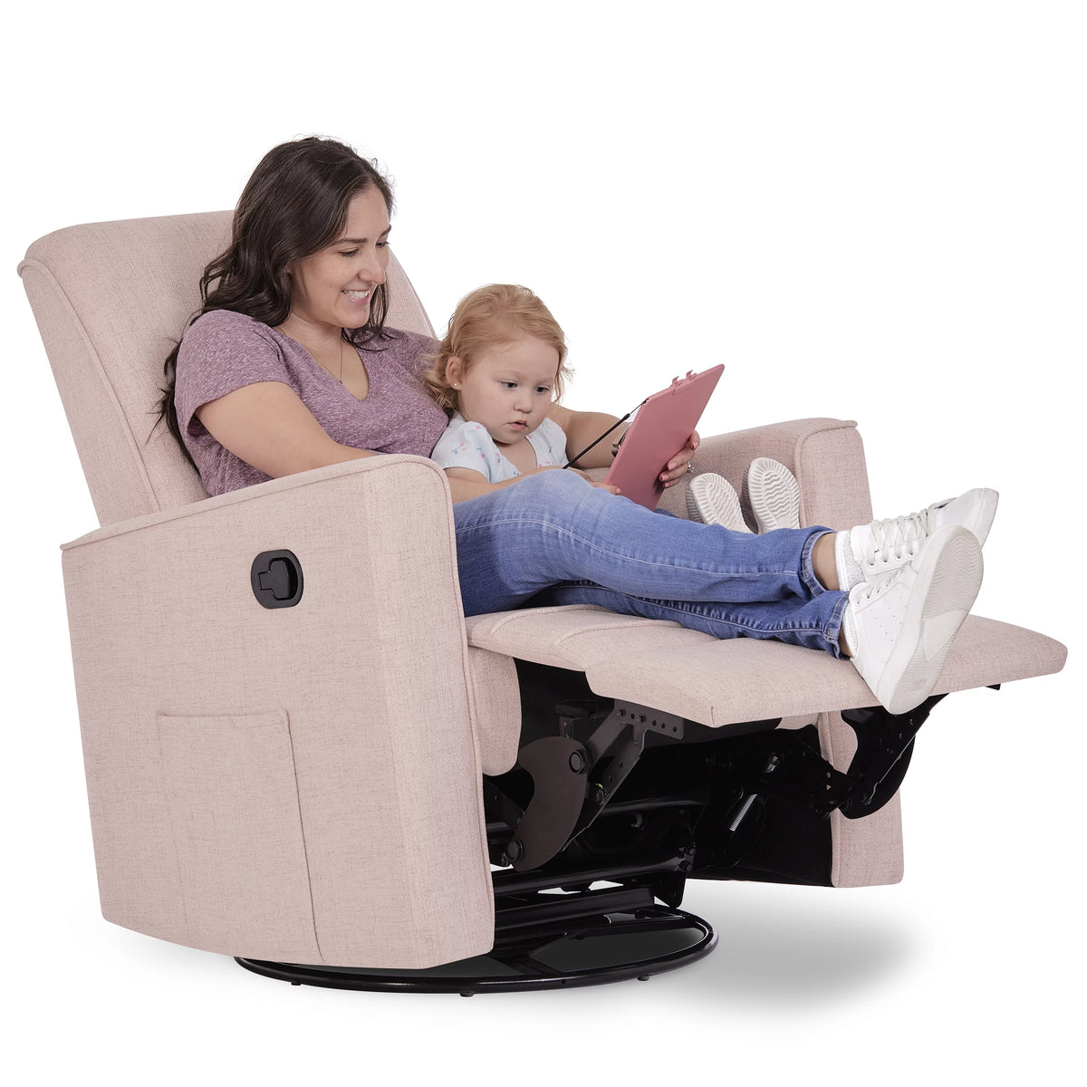 Rose Polyester Glider Recliner N6280