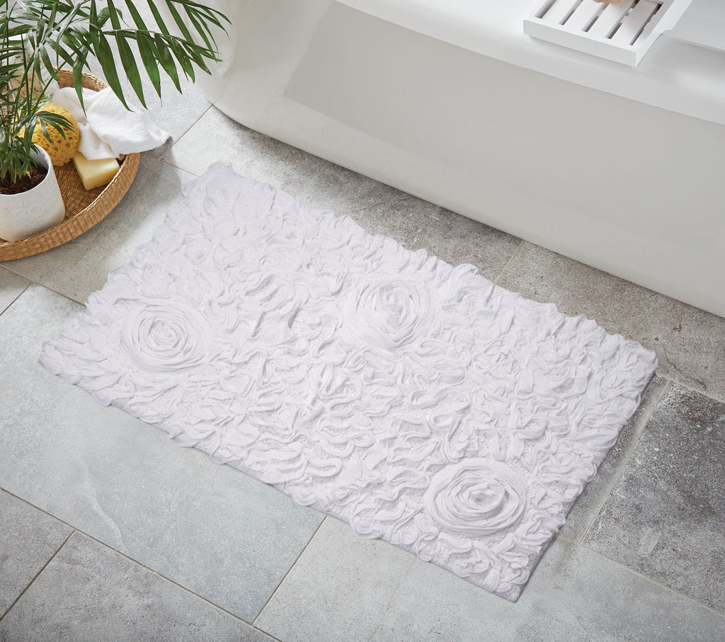 100% Cotton Tufted Bath Rugs, 24"x40" Rectangle, White L10187