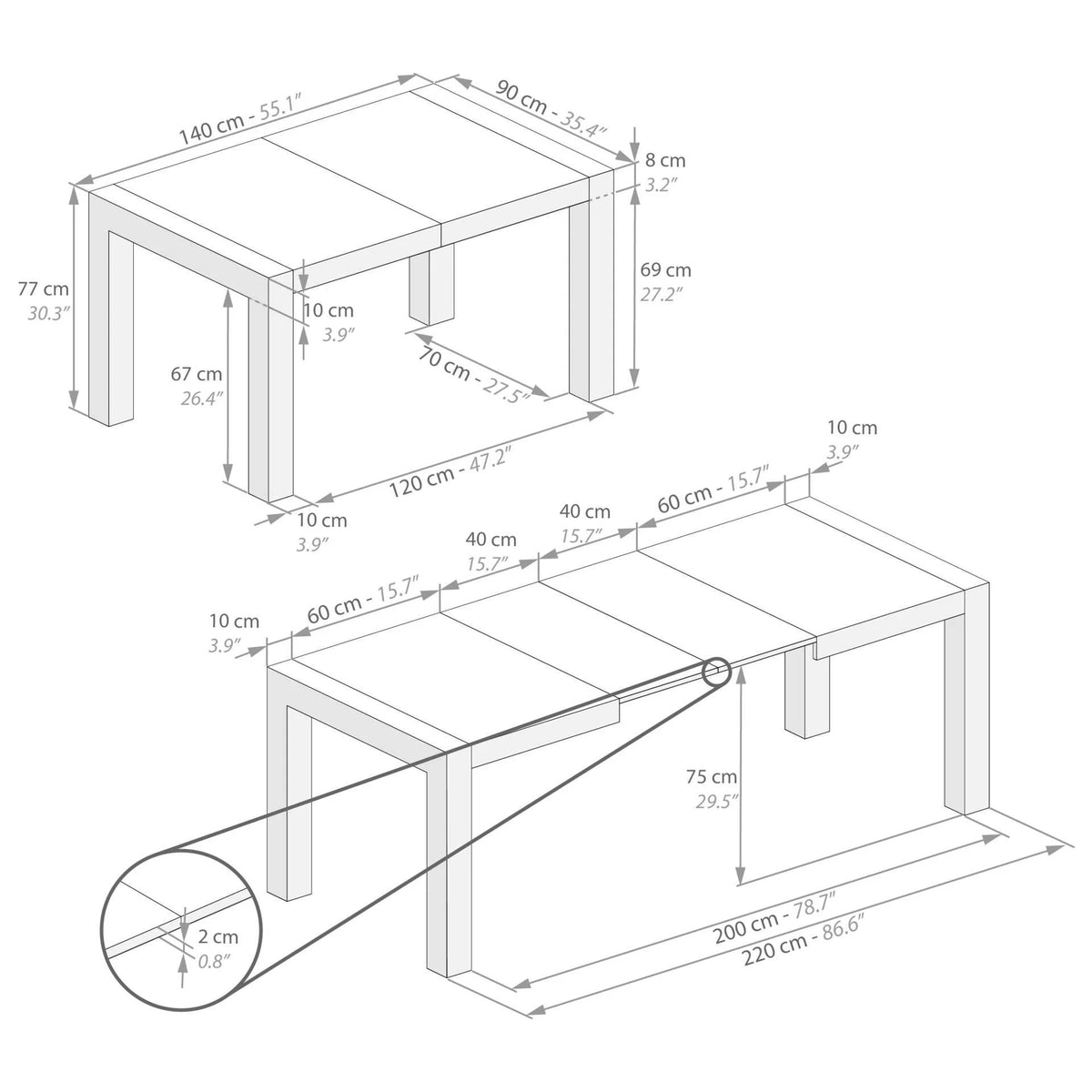 Extendable Dining Table Rustic Oak Z867