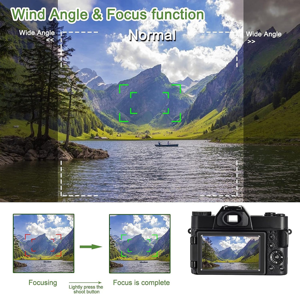 4K 48MP Digital Camera with 3.0 inch 180° Flip Screen and 32GB Memory Card E67382