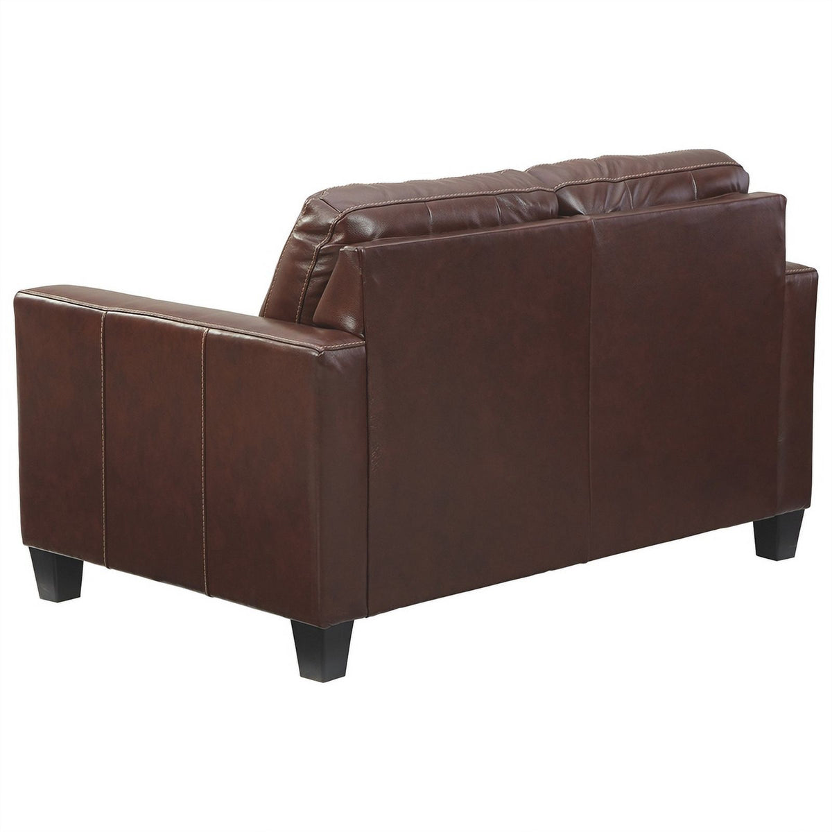 Brown Leatherette Loveseat with Track Armrests G298778