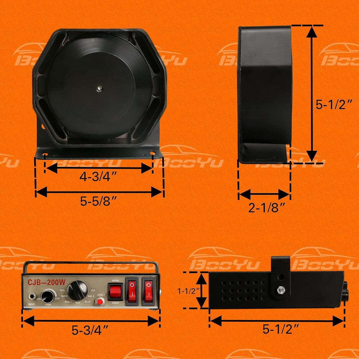 12V 200W 9 Tones Police Warning Emergency Siren PA System with Handheld Microphone V567129