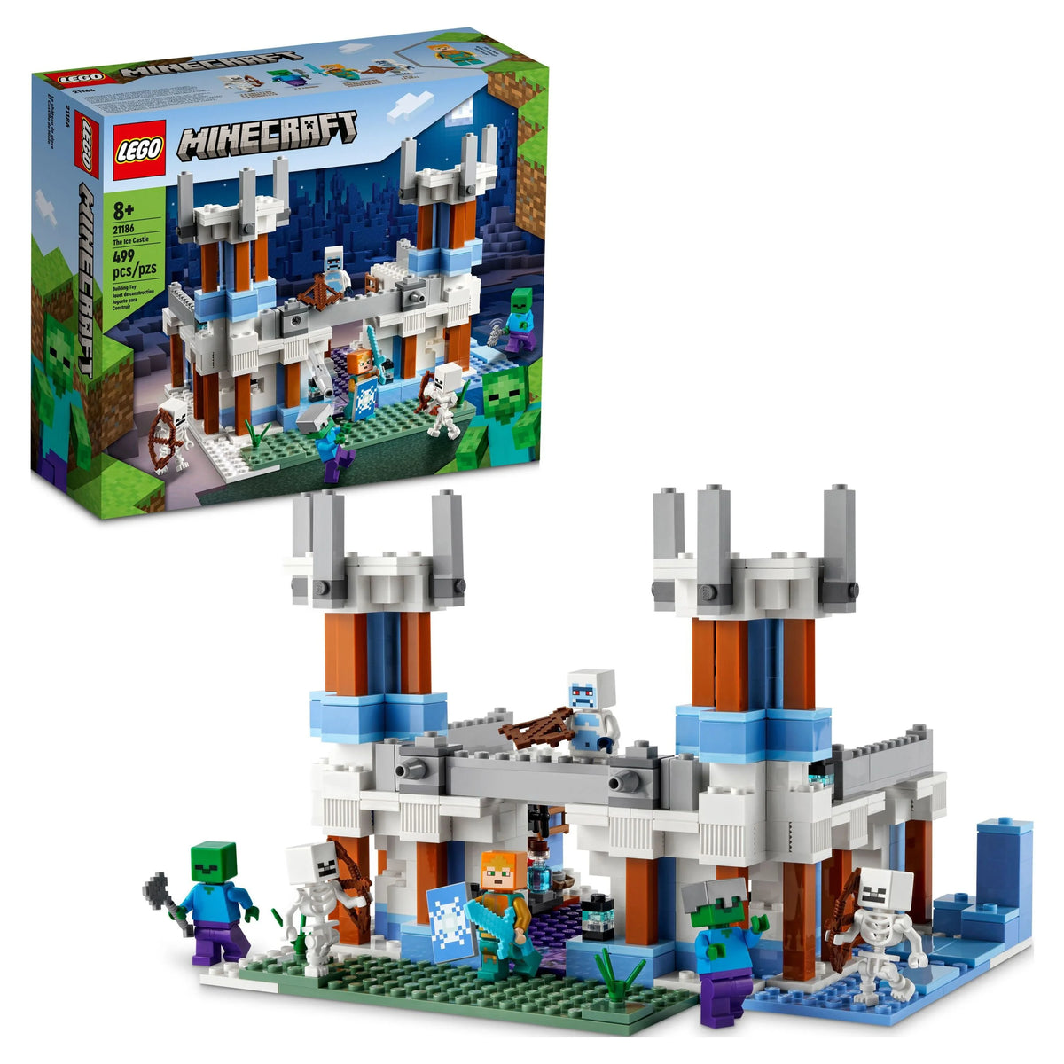 Minecraft Ice Castle Toy with Zombie and Skeleton Figures J516