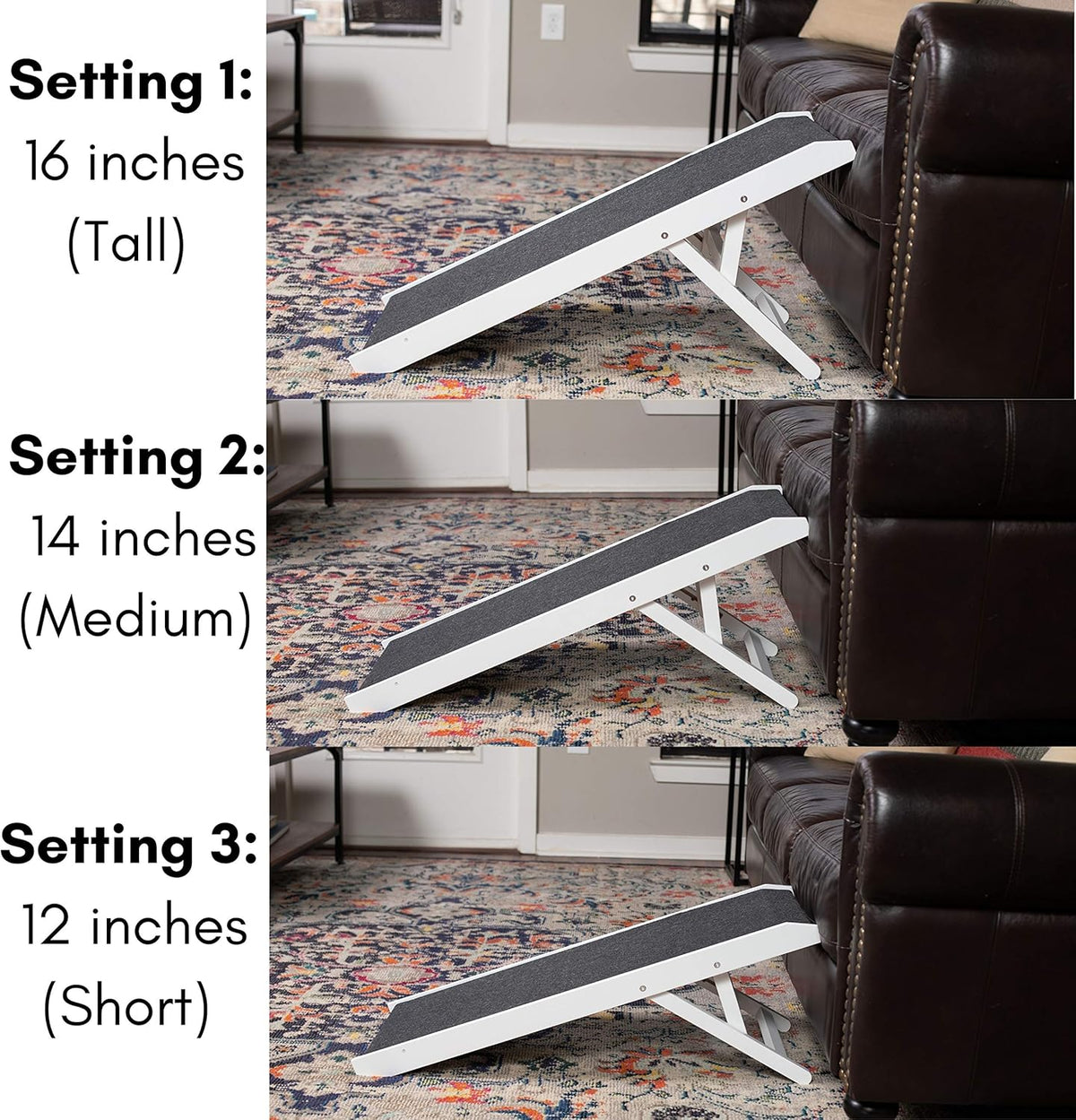 White Wooden Folding Dog Ramp for Small Dogs or Cats, Pack of 2 Q813