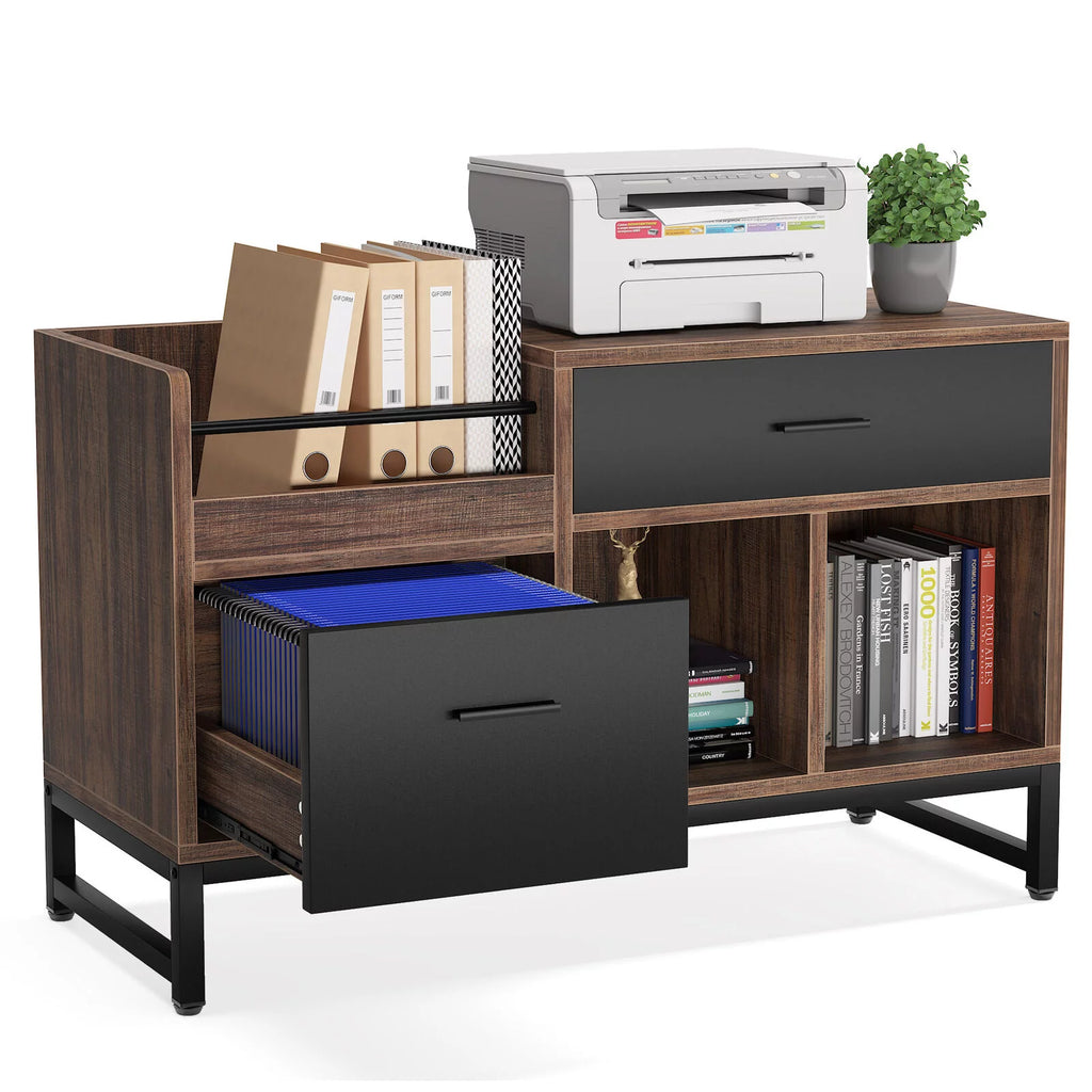2 Drawer Wood File Cabinet with Storage Shelves H88940