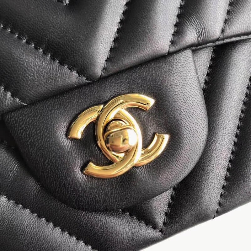 Lambskin Chevron Flap Bag J896