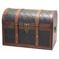 Brown Wooden Leather Decorative Storage Trunk K715271