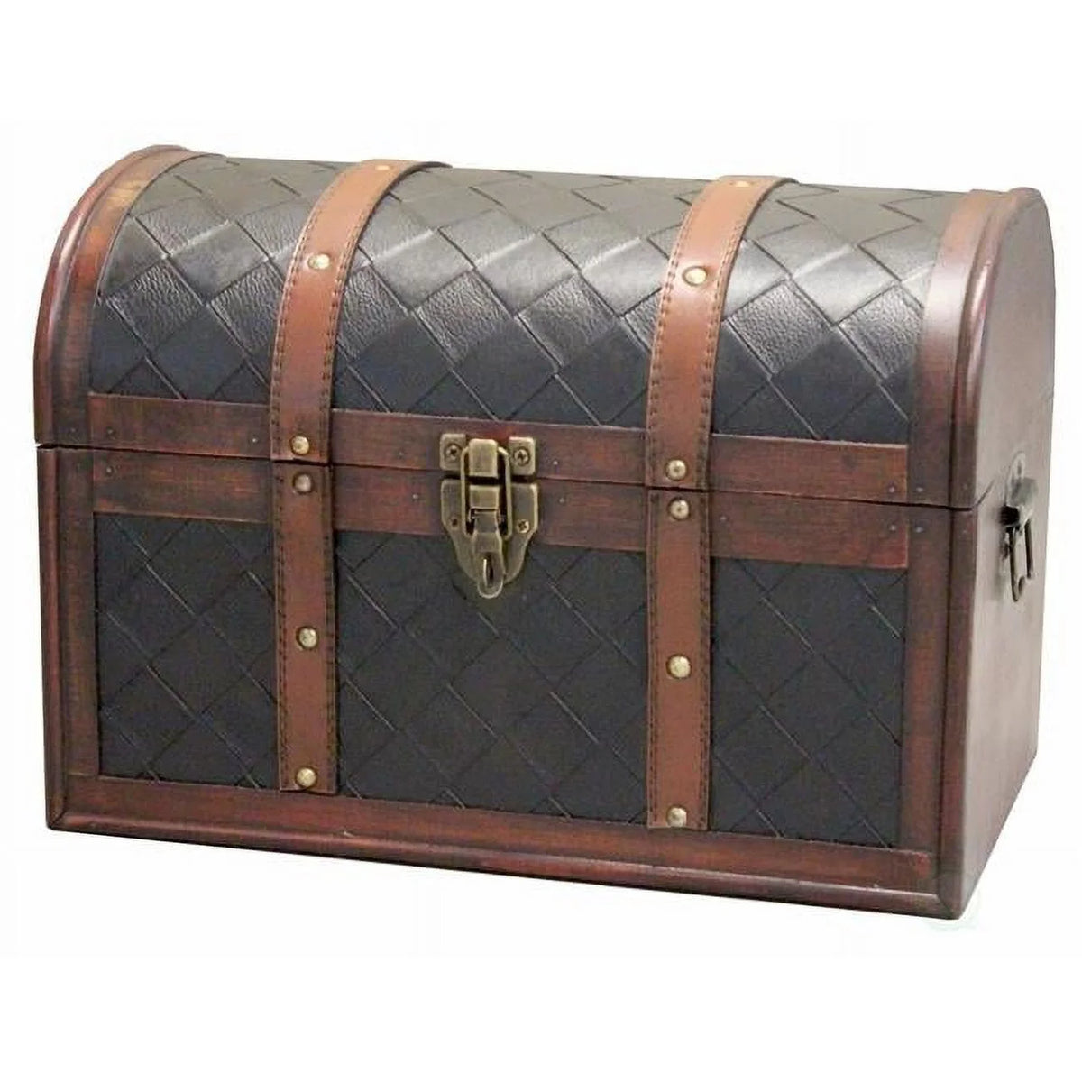 Brown Wooden Leather Decorative Storage Trunk K715271